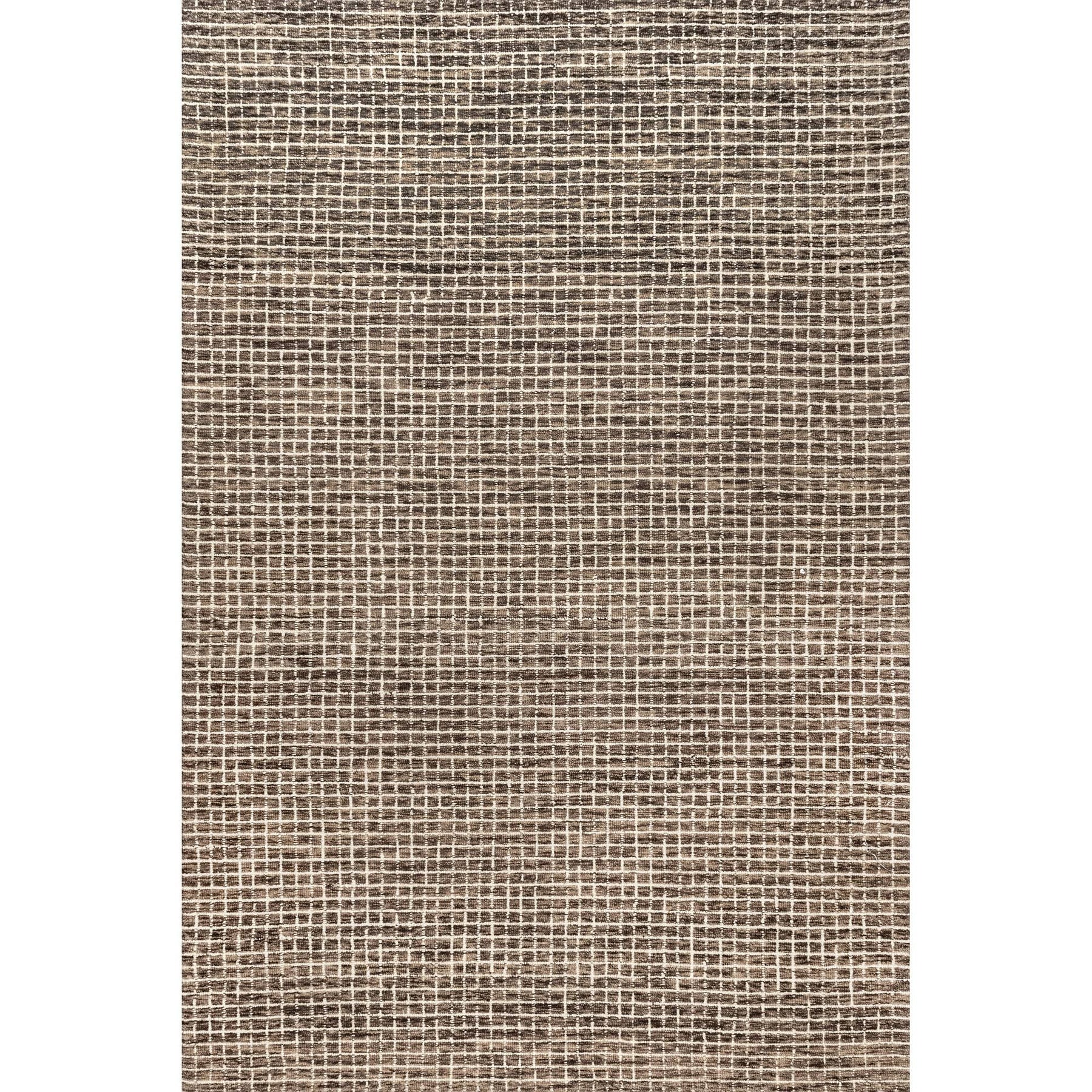 Arvin Olano x RugsUSA - Melrose Checked Wool Area Rug Brown 6' x 9'