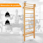 Wall-mounted wall bars Gymnastics wall bars Capacity 150 kg Bar diameter 3.3 cm in pine wood 195x80x14cm Natural -