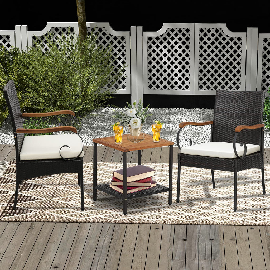 Set of 2, Outdoor PE Rattan Chairs with Soft Zippered Cushion, Heavy-Duty Metal Frame & All-Weather Wicker - Product image 2