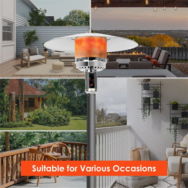 50, 000 BTU Propane Patio Heater, Standing Stainless Steel Outdoor Heater with Wheels, Triple Protection - Product image 46