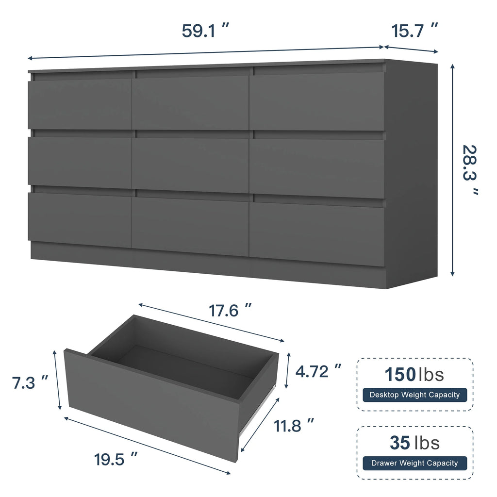 Kadyn Modern 6 Drawer Dresser Wood Cabinet, Dresser for Bedroom, Kitchen Storage Cabinet with Drawers - Product image 79