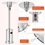 50, 000 BTU Propane Patio Heater, Standing Stainless Steel Outdoor Heater with Wheels, Triple Protection - Product image 19
