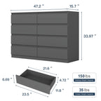 Kadyn Modern 6 Drawer Dresser Wood Cabinet, Dresser for Bedroom, Kitchen Storage Cabinet with Drawers - Product image 31