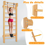 Wall-mounted wall bars Gymnastics wall bars Capacity 150 kg Bar diameter 3.3 cm in pine wood 195x80x14cm Natural -