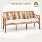 62.5" Outdoor Acacia Wood Bench with Removable Cushion, 3-Person Patio Garden Bench with High Backrest & - Product image 5