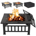Lemy 32 inch Outdoor Square Metal Firepit Backyard Patio Garden Stove Wood Burning BBQ Fire Pit with Rain - Product image 1