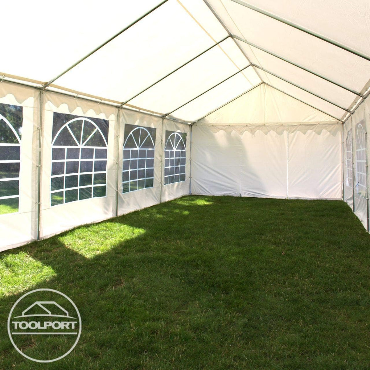 TOOLPORT 3x6 m Party Tent/Barnum Grey-White High Quality Canvas PVC 700 N