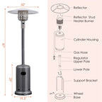 50, 000 BTU Propane Patio Heater, Standing Stainless Steel Outdoor Heater with Wheels, Triple Protection - Product image 41