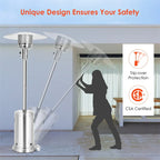 50, 000 BTU Propane Patio Heater, Standing Stainless Steel Outdoor Heater with Wheels, Triple Protection - Product image 17