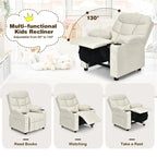 Kids Recliner Chair PU Leather Adjustable Lounge Sofa with Cup Holder, 3 Pockets & Retractable Footrest - Product image 53