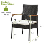 Set of 2, Outdoor PE Rattan Chairs with Soft Zippered Cushion, Heavy-Duty Metal Frame & All-Weather Wicker - Product image 3