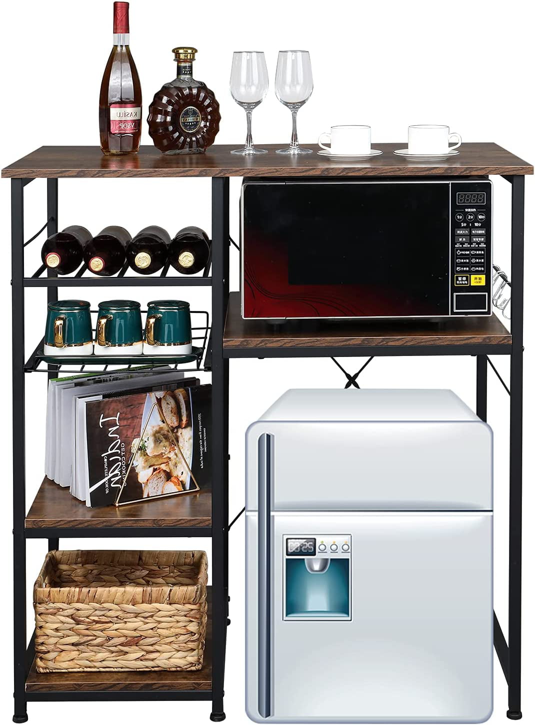 Microwave Stand 4-Tiers Kitchen Storage Fit Mini Fridge Baker¡ ̄s Rack Shelving Utility Coffee Bar with Big - Product image 9