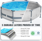 Round Tubular Swimming Pool 300 x 300 x 76cm, Round Above Ground Swimming Pool with Puncture-Proof Material, Large Steel Frame Swimming Pools for Adults Quick Draining, Garden Tubular Swimming Pools for the Whole Family