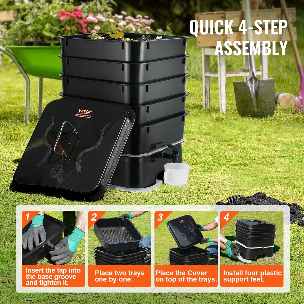 VEVOR 5 - Tray Worm Composter, 50 L Worm Compost Bin Outdoor and Indoor, Sustainable Design Worm Farm Kit - Product image 5
