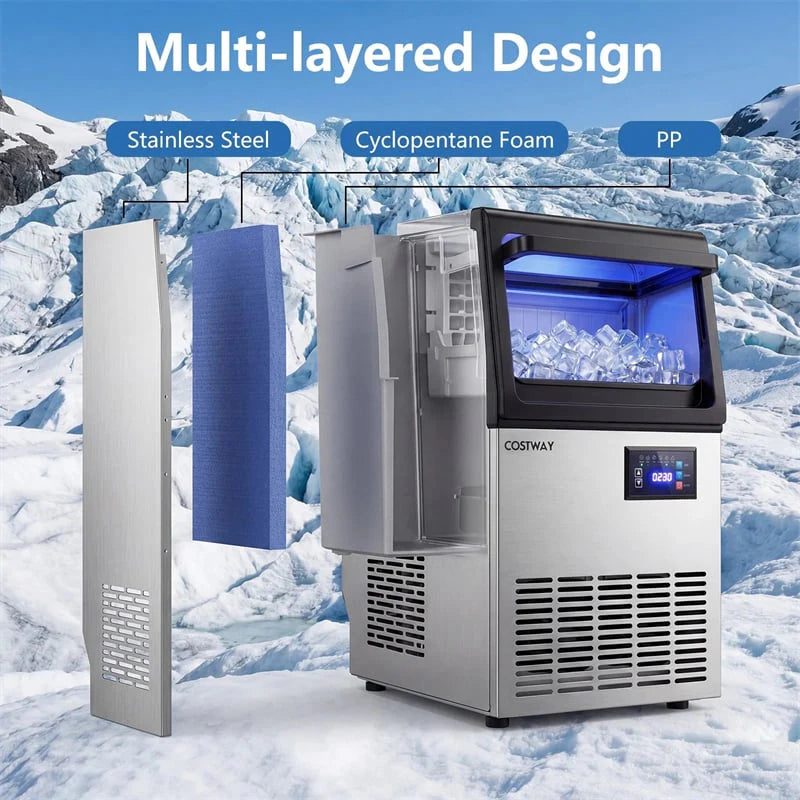 80 LBS/24H Spray-Type Commercial Ice Maker, 15" Built-in Undercounter Stainless Steel Ice Machine w/ 30 LBS - Product image 9