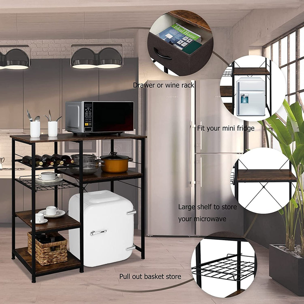 Microwave Stand 4-Tiers Kitchen Storage Fit Mini Fridge Baker¡ ̄s Rack Shelving Utility Coffee Bar with Big - Product image 3