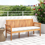 62.5" Outdoor Acacia Wood Bench with Removable Cushion, 3-Person Patio Garden Bench with High Backrest & - Product image 11
