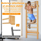 Wall-mounted wall bars Gymnastics wall bars Capacity 150 kg Bar diameter 3.3 cm in pine wood 195x80x14cm Natural -
