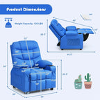 Kids Recliner Chair PU Leather Adjustable Lounge Sofa with Cup Holder, 3 Pockets & Retractable Footrest - Product image 46