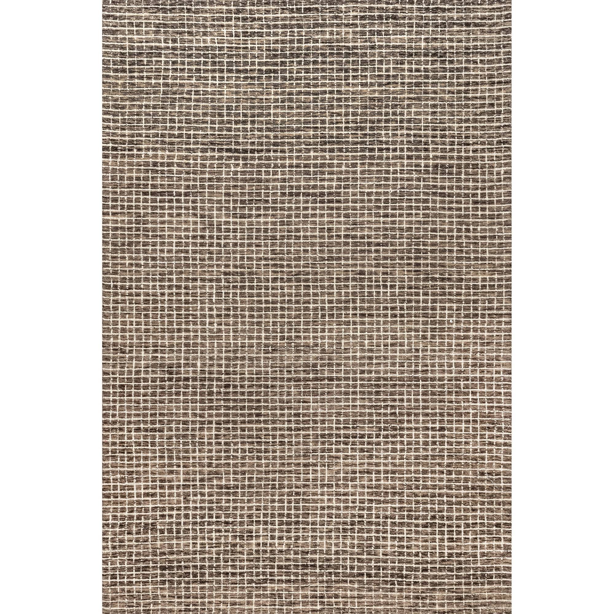 Arvin Olano x RugsUSA - Melrose Checked Wool Area Rug Brown 6' x 9'