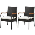 Set of 2, Outdoor PE Rattan Chairs with Soft Zippered Cushion, Heavy-Duty Metal Frame & All-Weather Wicker - Product image 1