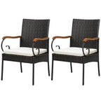 Set of 2, Outdoor PE Rattan Chairs with Soft Zippered Cushion, Heavy-Duty Metal Frame & All-Weather Wicker - Product image 1