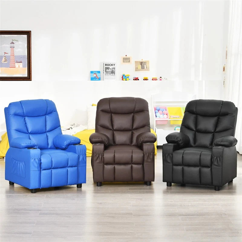 Kids Recliner Chair PU Leather Adjustable Lounge Sofa with Cup Holder, 3 Pockets & Retractable Footrest - Product image 12