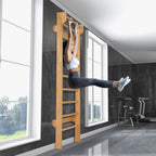 Wall-mounted wall bars Gymnastics wall bars Capacity 150 kg Bar diameter 3.3 cm in pine wood 195x80x14cm Natural -