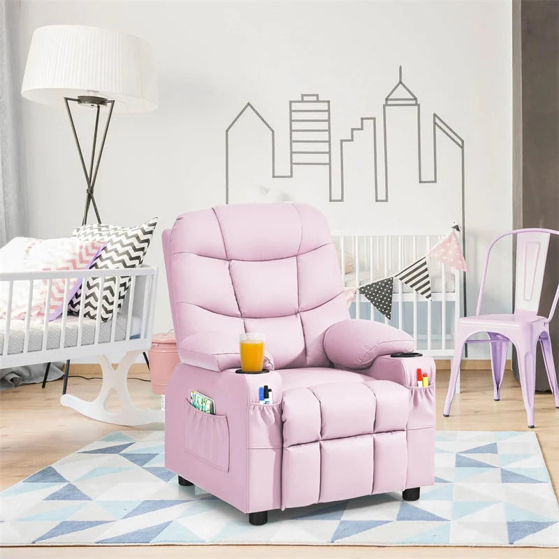 Kids Recliner Chair PU Leather Adjustable Lounge Sofa with Cup Holder, 3 Pockets & Retractable Footrest - Product image 62
