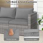 Tangkula Outdoor Patio 3 Seat Sofa Set - PE Rattan Modular Cushioned Sectional Couch Furniture Set - Product image 7