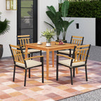 Tangkula 5 Piece Patio Wood Dining Set for Front Porch Yard Balcony and Poolside - Product image 2