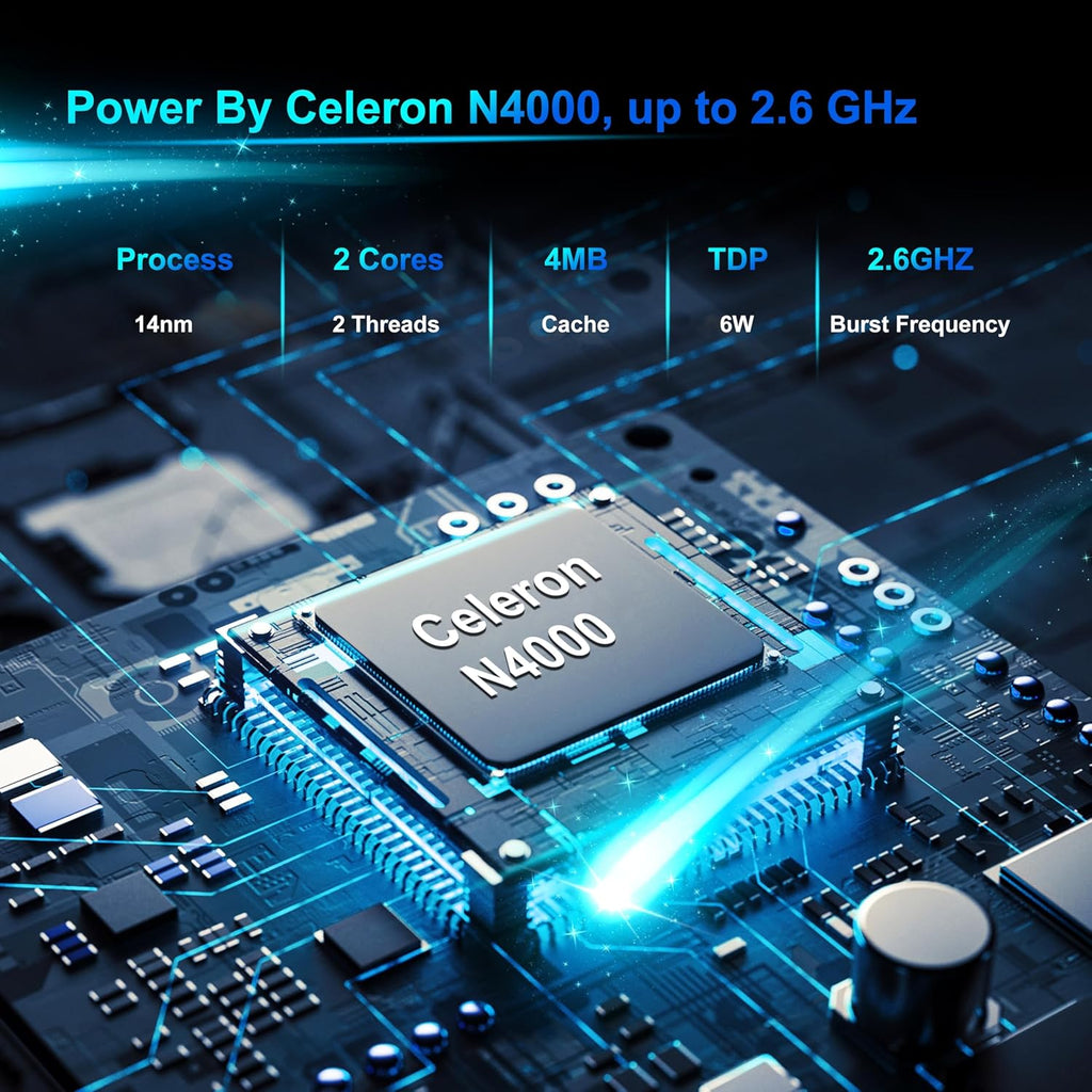Laptop 14 1" inch laptop 6 GB RAM 128 GB SSD N4000 Celeron Dual-Core Wi-Fi Bluetooth 2 4/5 0G 1366 * 768 IPS Fanless design Includes Membrane Keyboard Mouse.