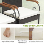 Set of 2, Outdoor PE Rattan Chairs with Soft Zippered Cushion, Heavy-Duty Metal Frame & All-Weather Wicker - Product image 6