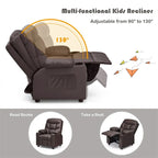 Kids Recliner Chair PU Leather Adjustable Lounge Sofa with Cup Holder, 3 Pockets & Retractable Footrest - Product image 11