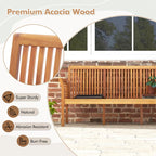 62.5" Outdoor Acacia Wood Bench with Removable Cushion, 3-Person Patio Garden Bench with High Backrest & - Product image 7