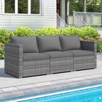 Tangkula Outdoor Patio 3 Seat Sofa Set - PE Rattan Modular Cushioned Sectional Couch Furniture Set - Product image 2