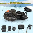 Inflatable Fishing Float Tube, 350LBS Portable Belly Boat with Rod Rack Basket, Fish Finder Holder - Product image 9