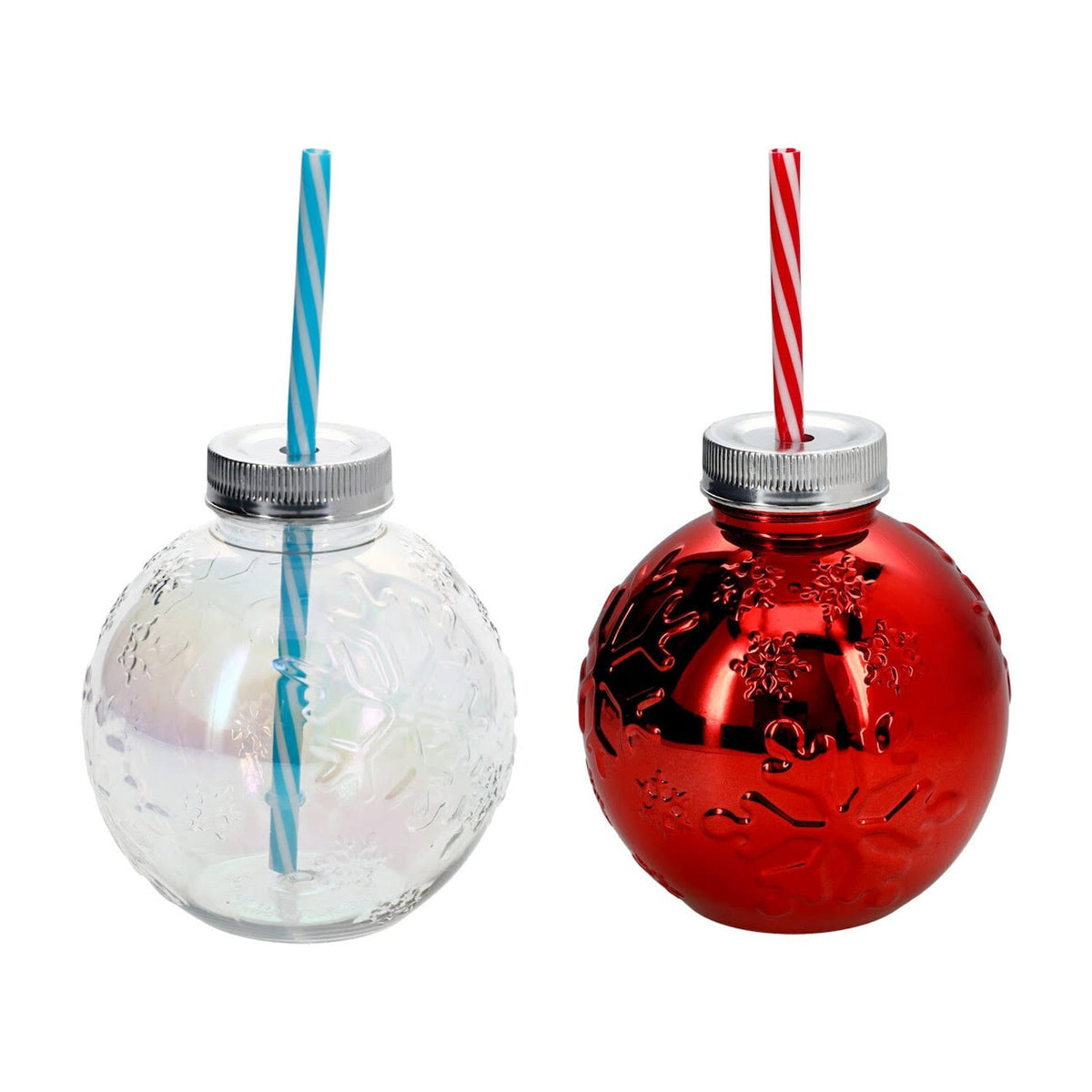 Winter Christmas Ornament Ball Drinking Tumbler Sipper Cup 13.5oz - Product image 1