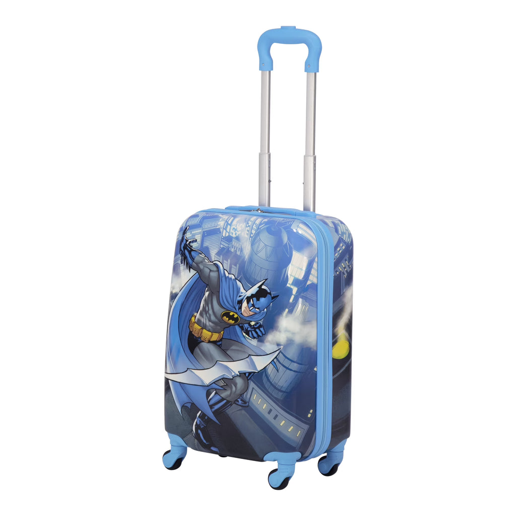 DC Comics Batman 21 in Kids Rolling Luggage, Hardshell Carry on Suitcase with Wheels, Blue