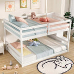 Full Over Full Bunk Bed with Storage Stairs, Solid Wood Floor Bunk Bed with Full-Length Guardrails - Product image 2