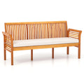 62.5" Outdoor Acacia Wood Bench with Removable Cushion, 3-Person Patio Garden Bench with High Backrest & - Product image 1