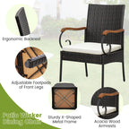 Set of 2, Outdoor PE Rattan Chairs with Soft Zippered Cushion, Heavy-Duty Metal Frame & All-Weather Wicker - Product image 5