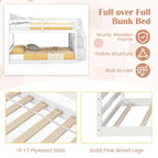 Full Over Full Bunk Bed with Storage Stairs, Solid Wood Floor Bunk Bed with Full-Length Guardrails - Product image 6
