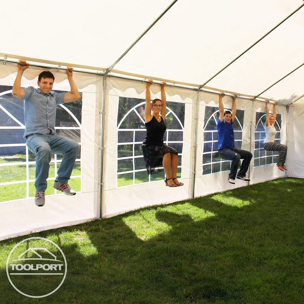 TOOLPORT 3x6 m Party Tent/Barnum Grey-White High Quality Canvas PVC 700 N