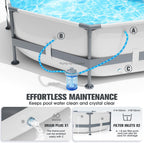 Round Tubular Swimming Pool 300 x 300 x 76cm, Round Above Ground Swimming Pool with Puncture-Proof Material, Large Steel Frame Swimming Pools for Adults Quick Draining, Garden Tubular Swimming Pools for the Whole Family