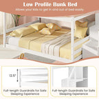 Full Over Full Bunk Bed with Storage Stairs, Solid Wood Floor Bunk Bed with Full-Length Guardrails - Product image 7