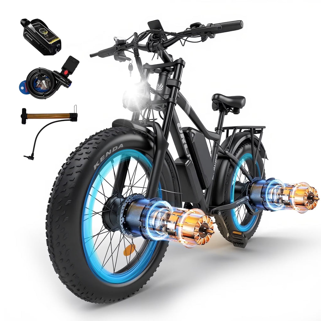 3000W Peak Dual Motor E - Bike, 52V 25AH Battery Elec - Tric Bike for Adults, 35MPH Mountain AWD 7 - Product image 3