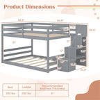 Full Over Full Bunk Bed with Storage Stairs, Solid Wood Floor Bunk Bed with Full-Length Guardrails - Product image 18