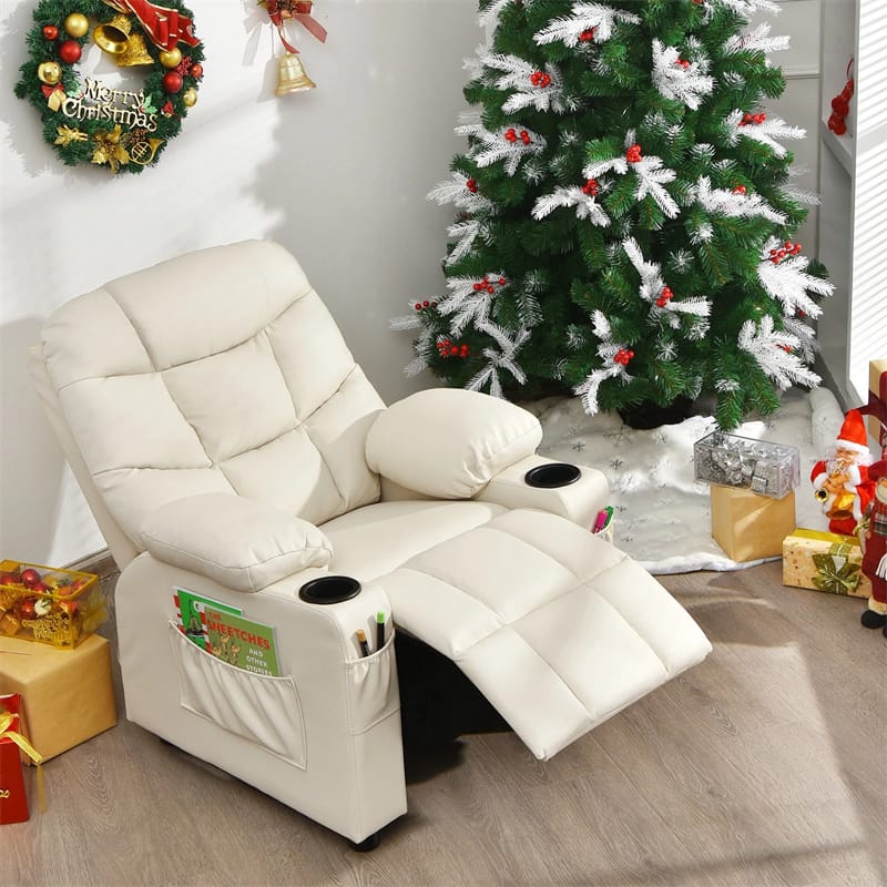 Kids Recliner Chair PU Leather Adjustable Lounge Sofa with Cup Holder, 3 Pockets & Retractable Footrest - Product image 59