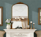 Traditional Baroque Arch Wall Mirror Antique Gold Mirror Wall Decor for Living Room Home 31.5" x 23.6''